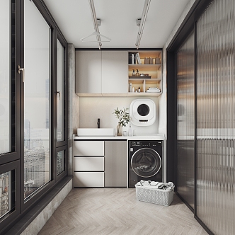 Modern Balcony Laundry Room Clothes Drying Room Balcony Home Balcony Washing Machine 3d model