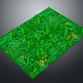 Detailed Green Computer Circuit Board Featuring Intricate Circuits And Electronic Components 3d model
