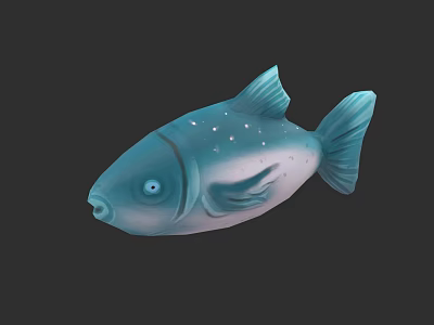 Blue And White Puffer Fish With Round Body Fins And Spots 3d model