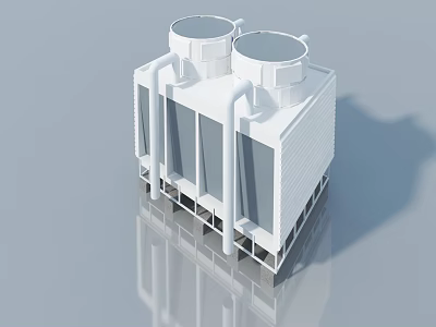 White Industrial Cooling Tower Featuring Swing Door Panel Structure And Reflective Surface 3d model