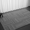 Square Carpet With Gray Geometric Pattern In Modern Interior With Small Stool 3d model