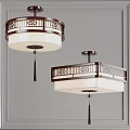 Chinese Style Round And Square Pendant Lights With Wooden Frame White Lampshade And Tassels