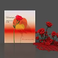 Valentine's Day Celebration With Red Roses Sunset Card And Rose Petals