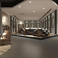 Vintage Car Showroom Interior Featuring Classic Vehicle Display Decorative Walls And Seating Area
