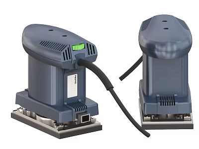 Industrial Equipment Two Gray Units Featuring Base Plates And Cable Connection 3d model
