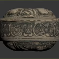 Decorative Ornament Set With Carved Metallic Box And Floral Patterns For Home Decor