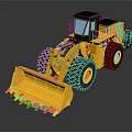 Yellow Heavy Duty Construction Loader With Large Black Tires Front Bucket And Operator Cab 3d model
