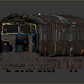 Detailed Train Model With Multiple Blue Yellow Gray Carriages And Shiny Surface Design