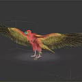 Vulture with Spread Wings Standing on White Base Against Gray Background 3d model