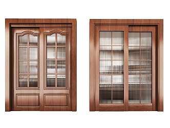 Kitchen solid wood sliding door custom kitchen sliding door balcony sliding wooden door partition paint door 3d model