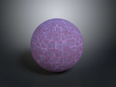 Purple Spherical Decorative Equipment With Grid Pattern Square Textured Surface For Modern Interior Decoration 3d model