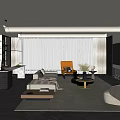 Modern Living Room Interior Design With Sofa Coffee Table Armchair And Curtains