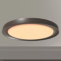 Modern Round Ceiling Light With Brown Frame White Illumination And Flush Mount Design