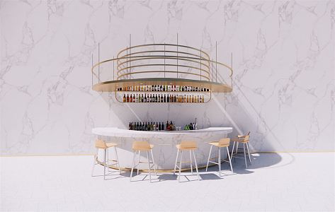 Modern Bar Chair Combination Food Street Water Bar 3d model