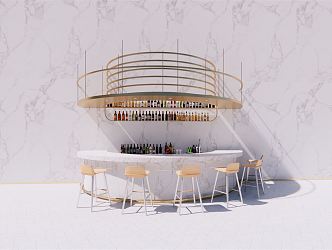 Modern Bar Chair Combination Food Street Water Bar 3d model