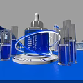 Doubleskin Hyaluronic Acid Serum Display With Glass Containers In Modern Blue Scene