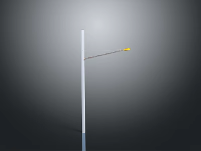 Modern Street Lamp Design With White Pole Extended Arm And Yellow Head 3d model
