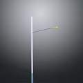 Modern Street Lamp Design With White Pole Extended Arm And Yellow Head