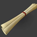 Ancient Rolled Scroll Tied With Red Ribbon On Gray Background 3d model