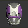 Stylish Sleek Modern Purple And White Metallic Helmet With Futuristic Design