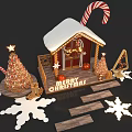 Christmas Photo Spot With Gingerbread House Christmas Trees Candy Canes Merry Christmas Sign And Snow