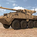 Two Tan And Green Armored Tanks On Sandy Terrain Under Blue Sky White Clouds