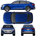 Blue Audi SUV Front And Rear Exterior Views 3d model