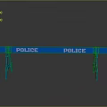 Blue Police Barrier With POLICE Sign And Metal Support Legs Design