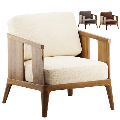Modern Accent Chair with Wooden Frame Beige Fabric Upholstery Armrest and Multiple Color Options 3d model