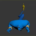 Golden Magic Lamp With Cartoon Blue Genie Figure For Home Decoration