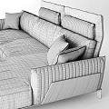 Modern L Shaped Sectional Sofa With Dark Blue Fabric Black Armrests And Decorative Pillows