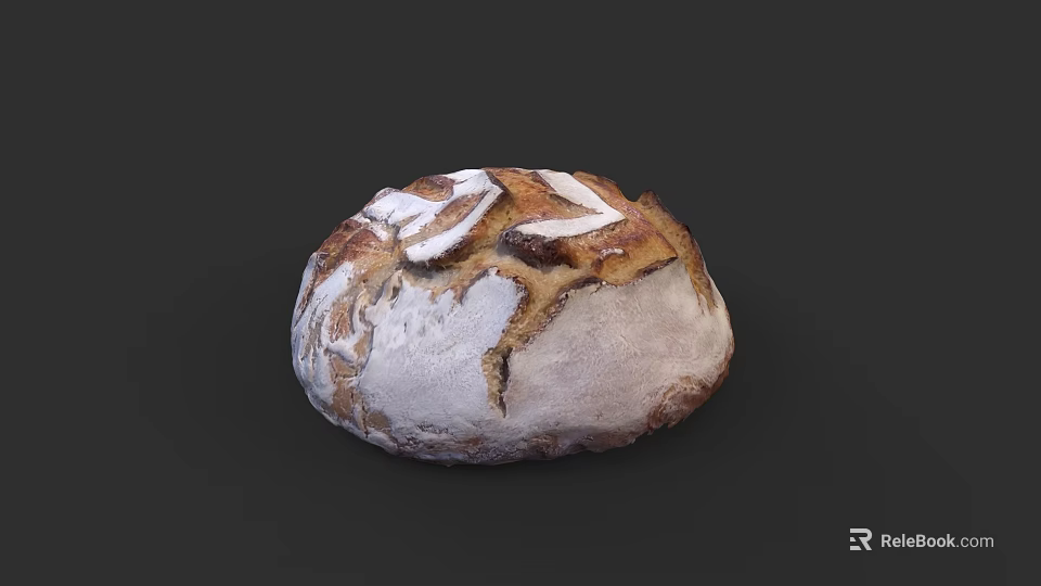 Artisan Bread With White Flour Dusted Crust And Golden Brown Texture 3d model 