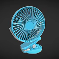 Small Blue Clip On Desk Fan With Stable Base And Portable Design For Home Use