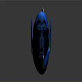 Vibrant Blue Fish With Yellow Green Edges And Black Eyes On Dark Background With Reflection