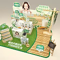 Commercial Equipment for Organic Food Product Display with Green Decorations and Shelf Stand