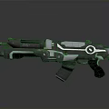 Futuristic Sci Fi Weapon With Advanced Mechanical Structure Black Yellow Silver Glowing Circular Detail