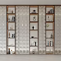 Modern Bookshelf Solid Wood Partition Decorative Cabinet 3d model