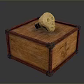 Wooden Storage Box With Brass Skull Decor And Fleur De Lis Symbol