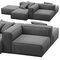 Gray Sectional Sofa With Modular Design Comfortable Cushions And Footstool For Living Room