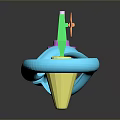 Vibrant 3D Model With Blue Spiral Purple Yellow Cones Green Stems And Orange Fish Decor