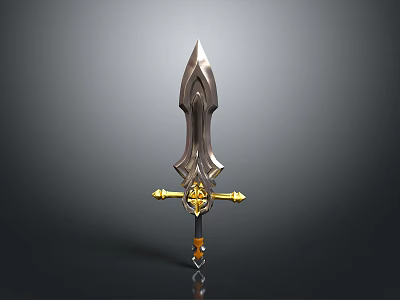 Ornate Fantasy Sword With Metallic Blade Golden Crossguard And Decorative Hilt 3d model
