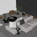 Modern Italian-style Double-sided Sofa Coffee Table Combination Double-sided Sofa Bean Curd Block Sofa Coffee Table Combination Double-sided Sofa Corner Sofa 3d model