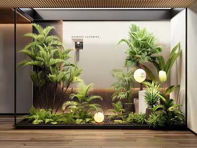 Indoor Plant Combination With Various Green Plants Ferns Palms And Decorative Lights 3d model