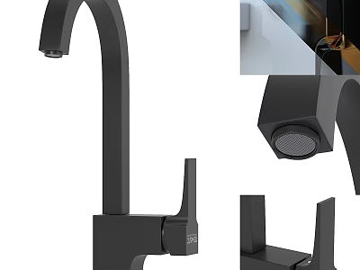 Modern Black Kitchen Faucet With Sleek Spout And Single Handle Design 3d model
