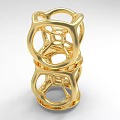 Golden Geometric Decorative Ornament Set With Hollow Out Stacked Structure Modern Style Shiny Metallic Design