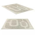 Stylish Abstract Patterned Area Rug With Geometric Shapes And Neutral Tones Texture