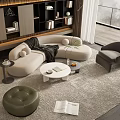 Sofa Coffee Table Combination Multi-person Sofa Coffee Table Single Chair Decorations Leisure Sofa Floor Lamp Corner Table 3d model