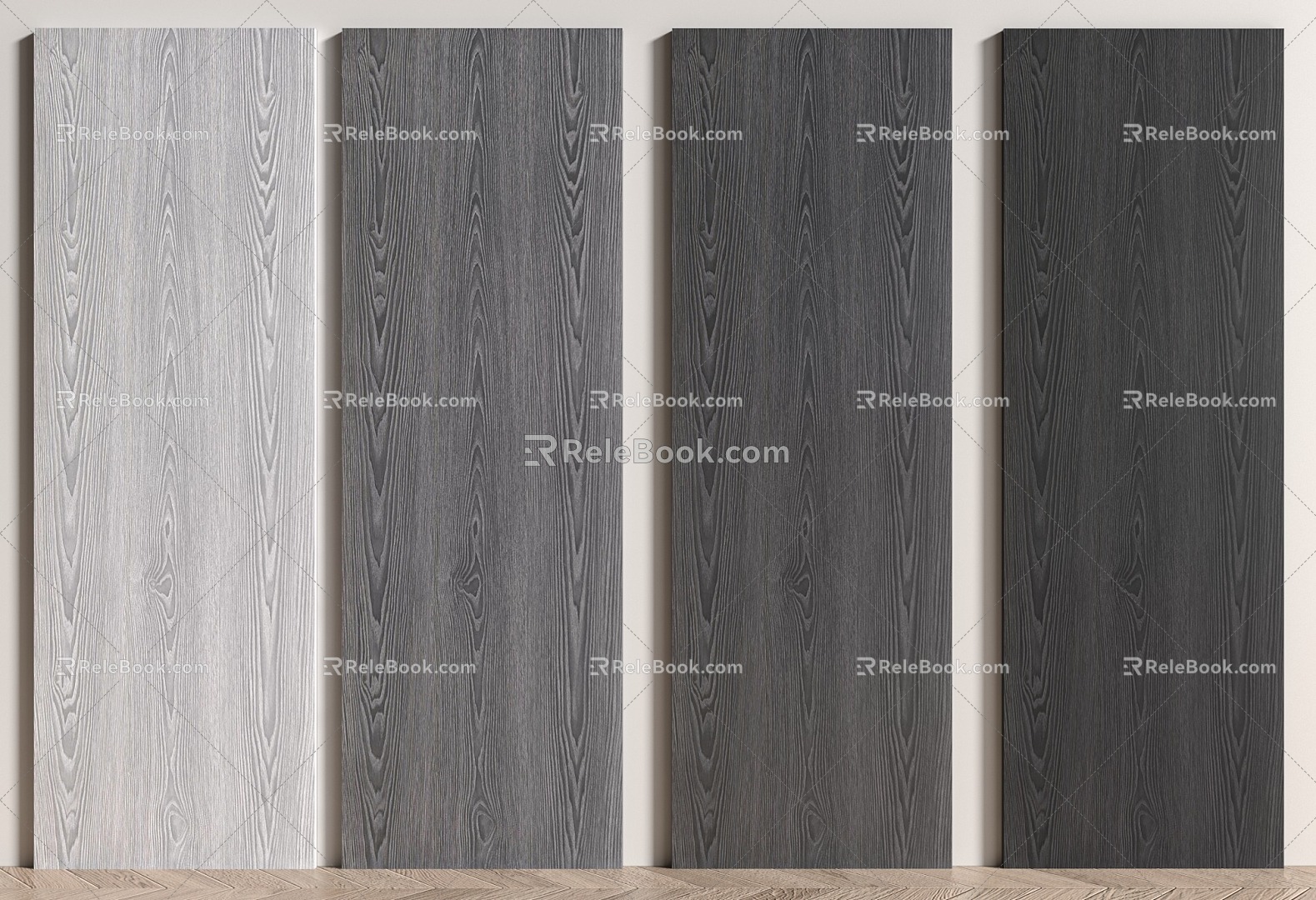 Modern solid wood wall panel beech background wall walnut background wall ash wood veneer 3d model