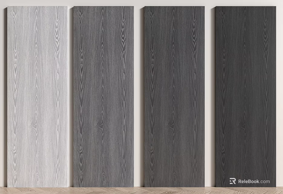 Decorative Wall Paneling with Gradient Gray Wood Grain Textures for Interior Design 3d model 