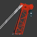 Red And White Construction Crane With Long Boom And Stable Structure 3d model